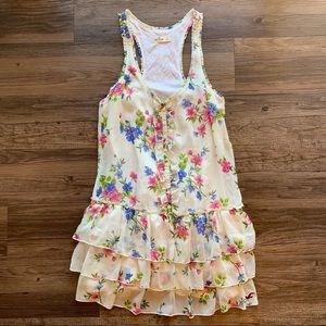 Hollister Floral Ruffle Sleeveless Mini Boho Dress